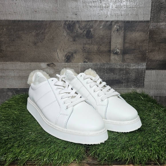 LAUREN RALPH LAUREN Angeline Leather Sneakers With Sherpa Size 11 - Picture 2 of 11